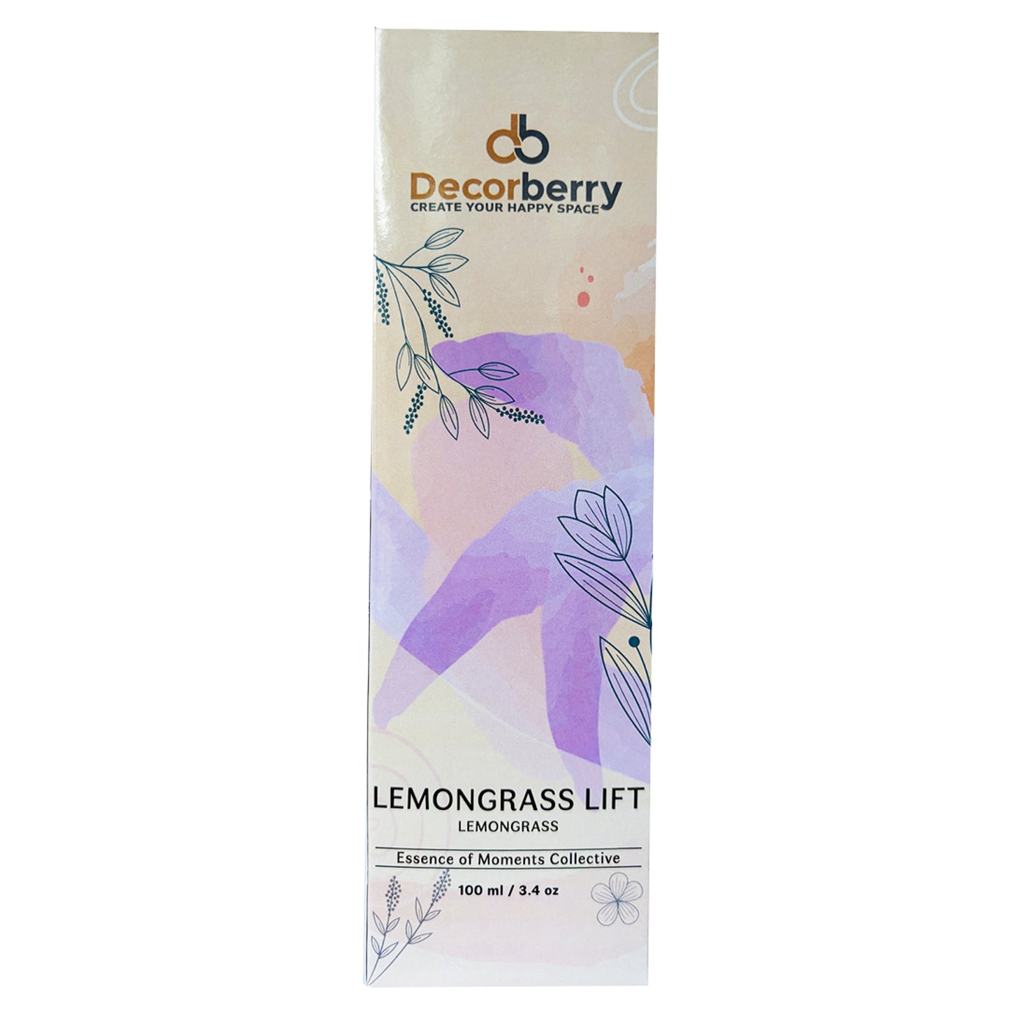 Lemongrass Reed Diffuser | 100ml Long-Lasting Aromatherapy with 8 Sticks | Decorative Silver Bottle for Home & Bedroom Fragrance