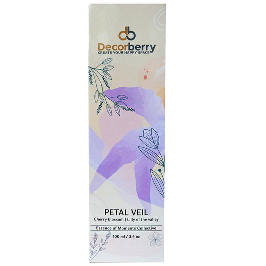 Cherry Blossom + Lilly of the valley Reed Diffuser | 100ml Long-Lasting Aromatherapy with 8 Sticks | Decorative Silver Bottle for Home & Bedroom Fragrance