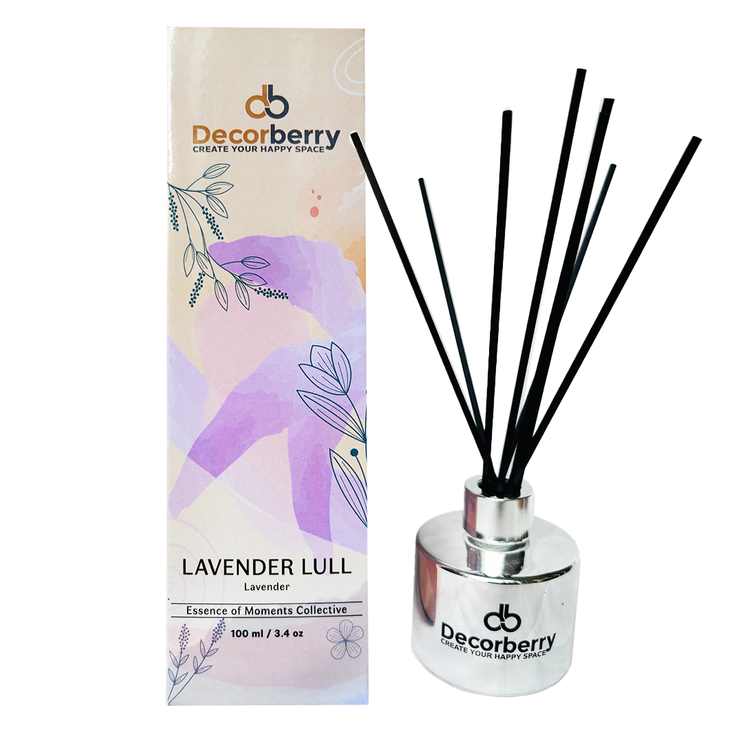 Lavender Reed Diffuser | 100ml Long-Lasting Aromatherapy with 8 Sticks | Decorative Silver Bottle for Home & Bedroom Fragrance