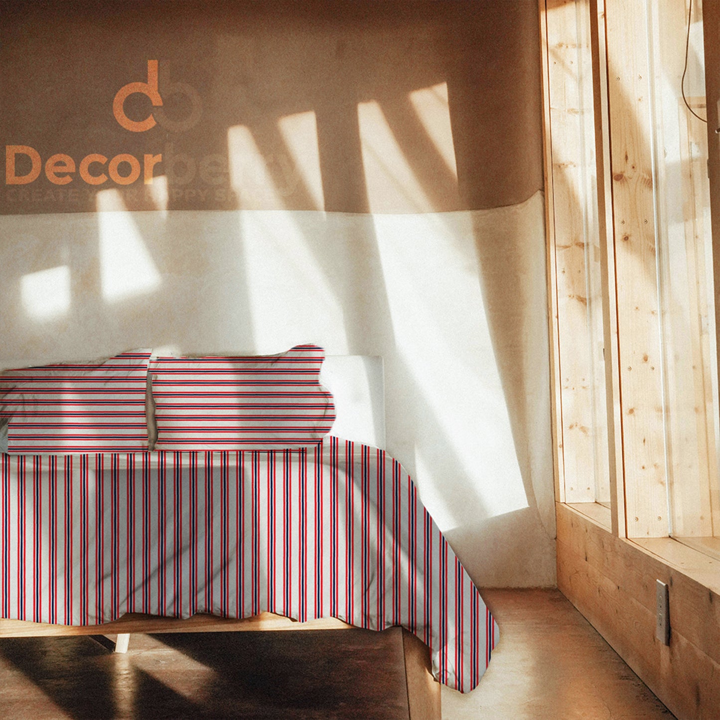 300TC Cotton Red and Blue Narrow stripes