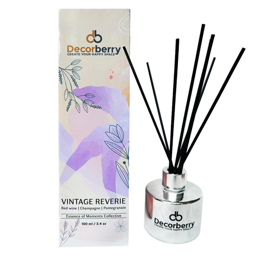 Red wine + Champagne + Pomegranate Reed Diffuser | 100ml Long-Lasting Aromatherapy with 8 Sticks | Decorative Silver Bottle for Home & Bedroom Fragrance